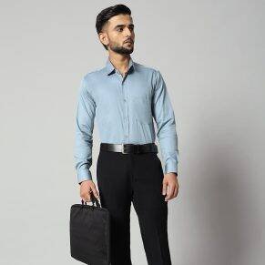 Trending shirts for men: light blue long-sleeve shirt