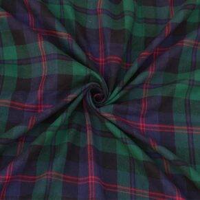 Green and blue yarn-dyed plaid fabric
