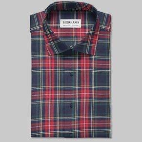 Green and red tartan check fabric