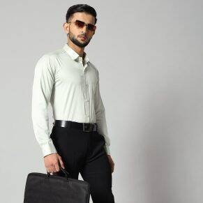 Trending shirts for men: pista green long-sleeve shirt