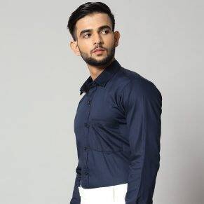 Trending shirts for men: navy blue satin shirt