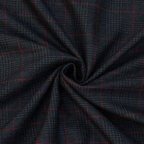 Dark blue check fabric suitable for tailored clothing
