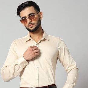 Trending shirts for men: beige office shirt