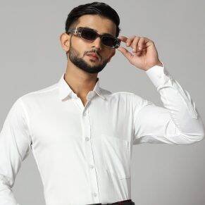 Trending shirts for men: white long-sleeve shirt