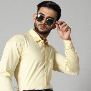 Trending shirts for men: yellow long-sleeve shirt
